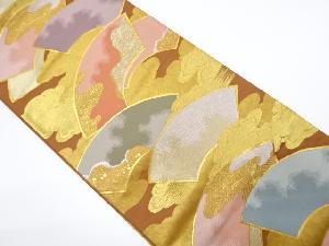 経錦扇面重之図模様織出し袋帯